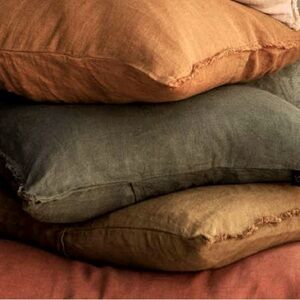 New HAOMY figari European Flax linen pillow shams set of 3 brick green orange